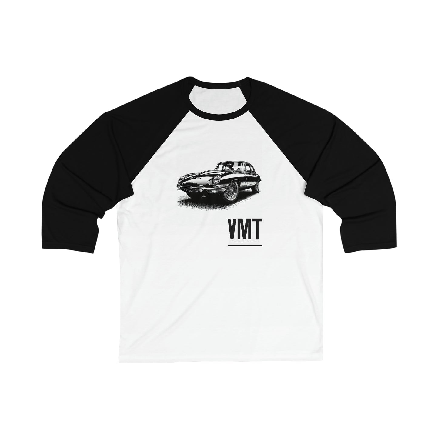 Inkline 6 - Jaguar E-Type Coupe | Vintage Machine Threads [VMT] | Unisex 3/4 sleeve baseball tee